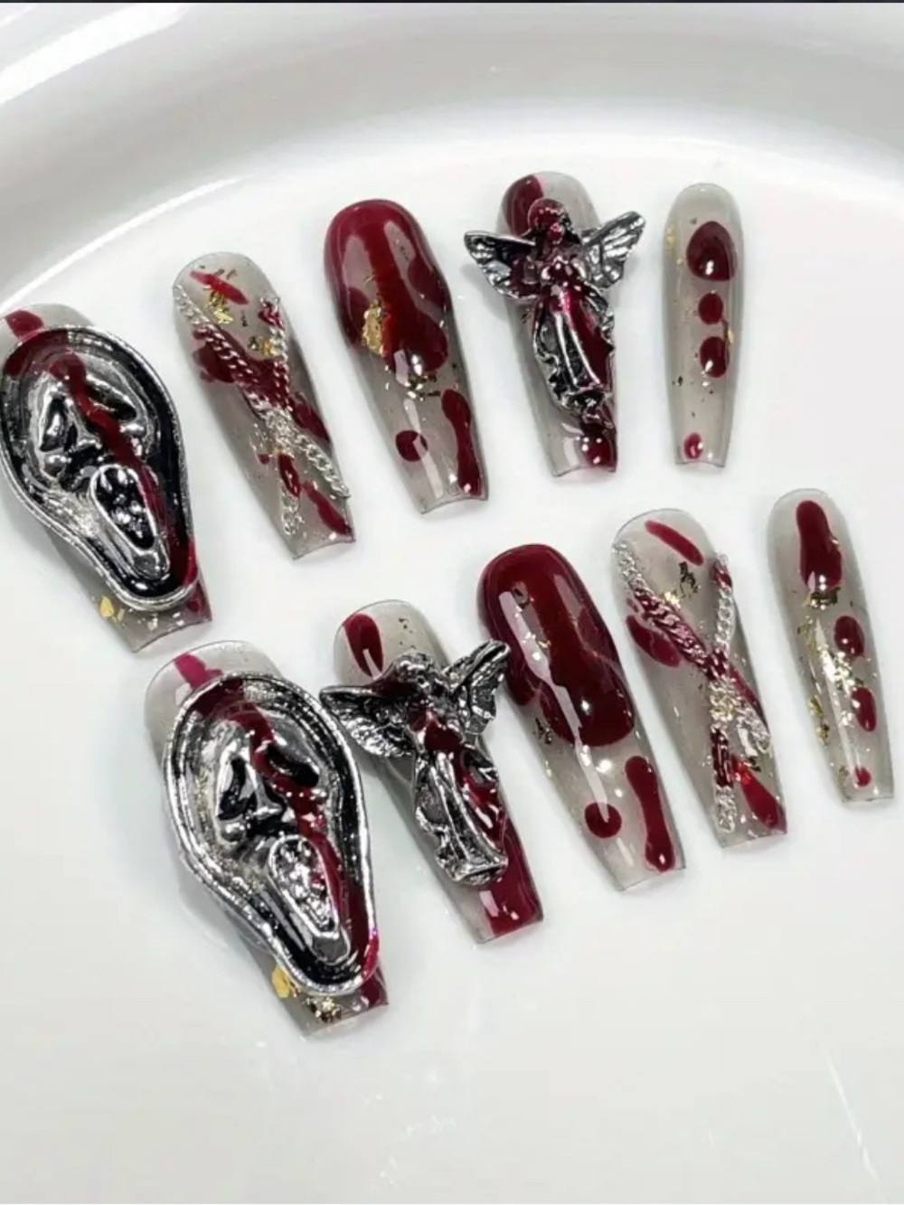Scream Handmade halloween 3D Press-On Nail Set -